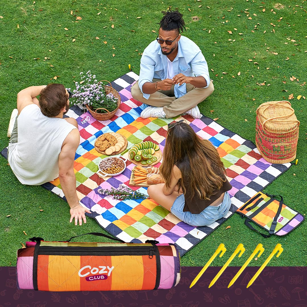 Cozy Club Waterproof Picnic Blanket - Beach mat | Colorful