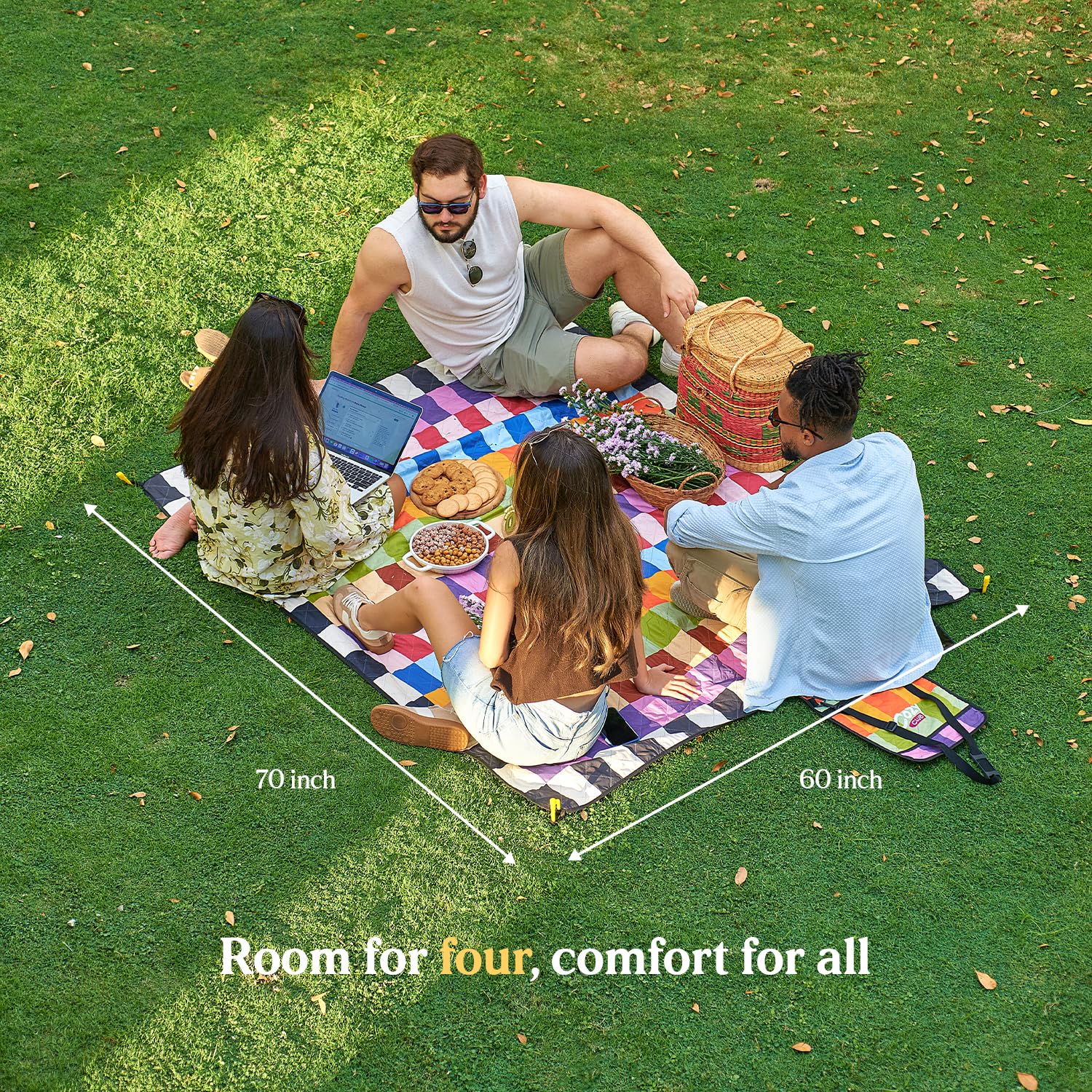 Cozy Club Waterproof Picnic Blanket - Beach mat | Colorful