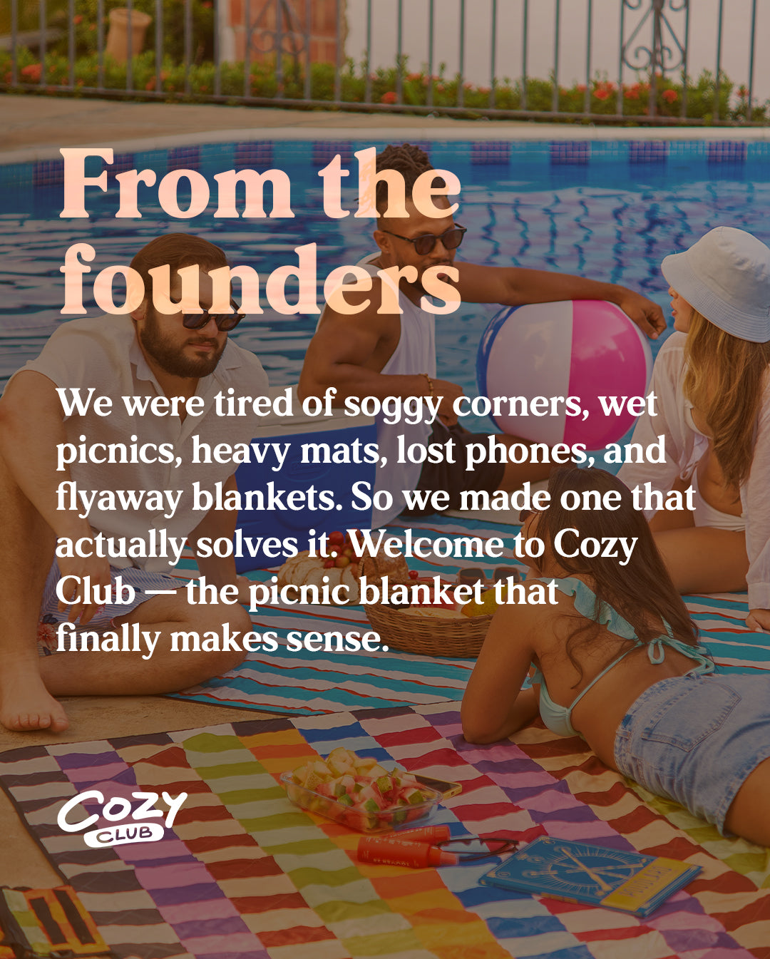 Cozy Club Picnic Blanket – Waterproof Beach Mat | Blue Stripes