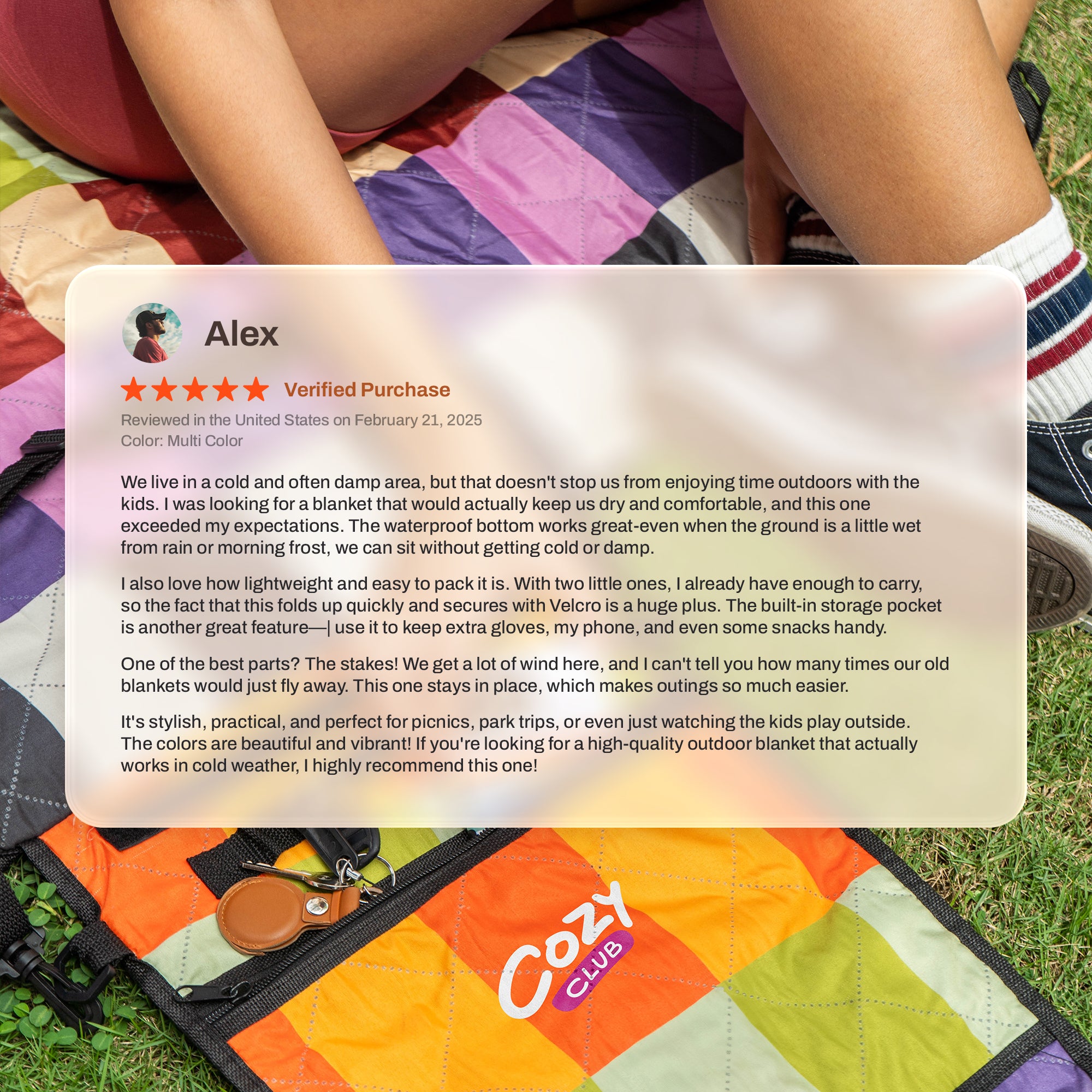 Cozy Club Waterproof Picnic Blanket - Beach mat | Colorful