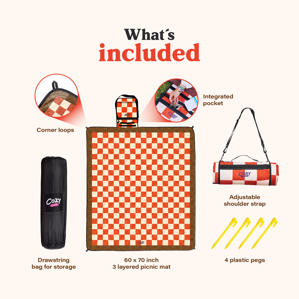 Cozy Club Waterproof Picnic Blanket – Beach mat | Terracotta Vibes
