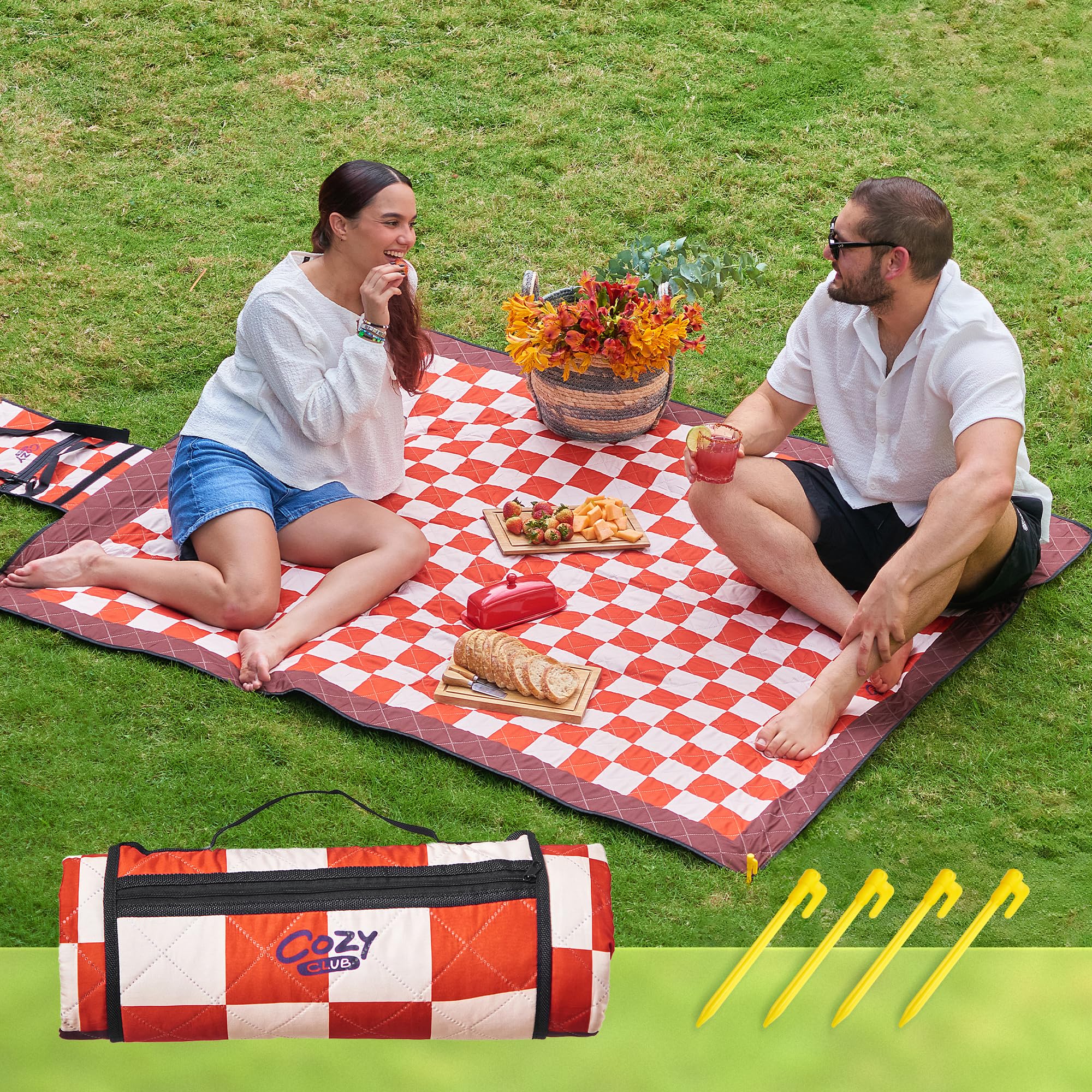 Cozy Club Waterproof Picnic Blanket – Beach mat | Terracotta Vibes